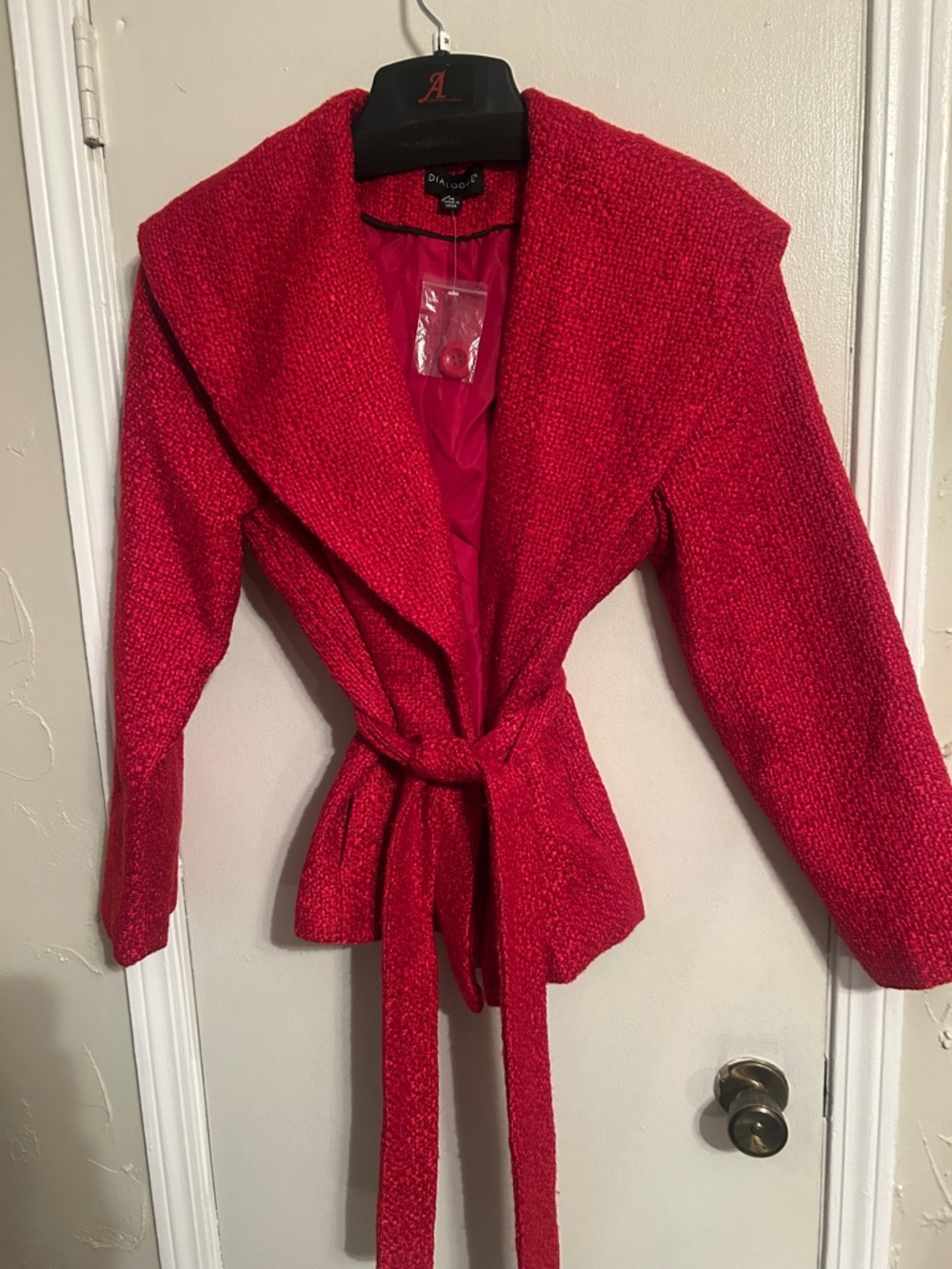 Dialogue Vibrant Red Bouclé Belted Jacket
